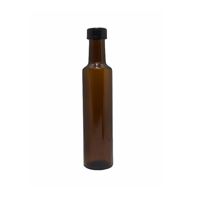 Botella Aceite Cilindrica x 250 cc - Ambar c/Tapa Plastica (x 12 unid)